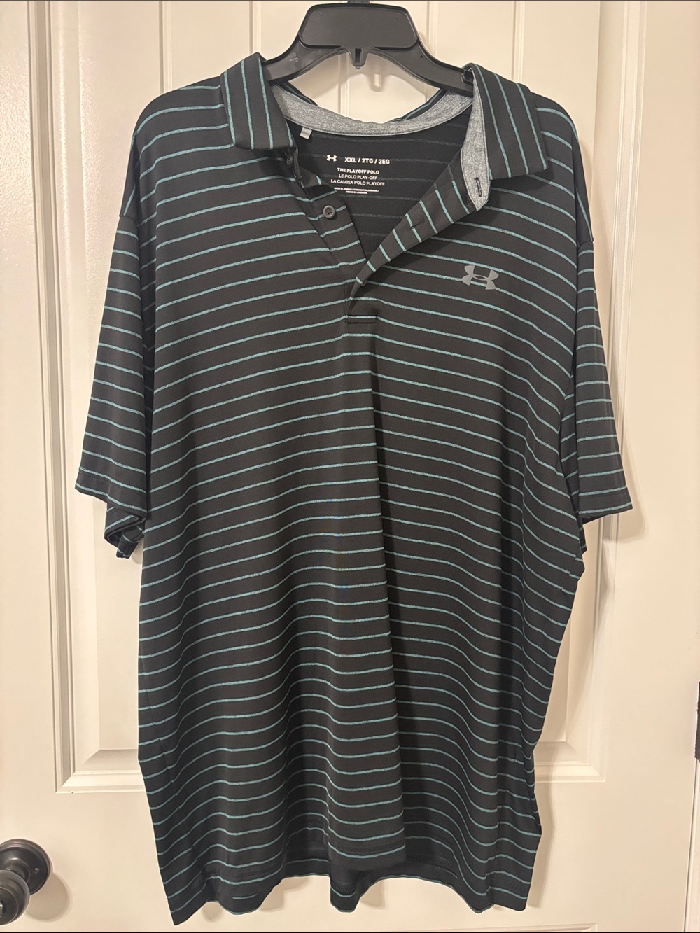 Under Armour Black Polo with Teal Stripes